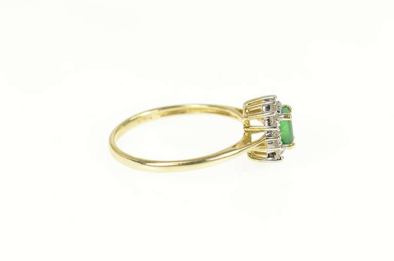 14K Yellow Gold 0.40 Ctw Emerald Diamond Halo Engagement Ring