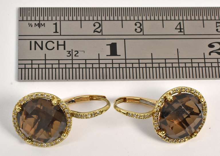 Chic Smokey Topaz and Diamond Earrings in 14 YG