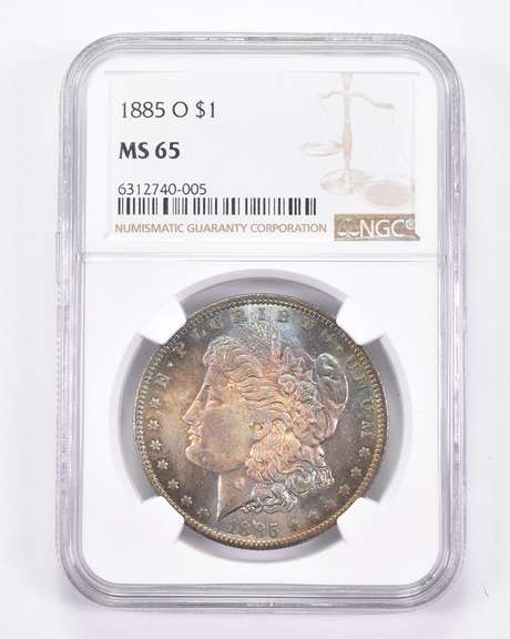 MS65 1885-O Morgan Silver Dollar - Graded NGC - Amazing Tone