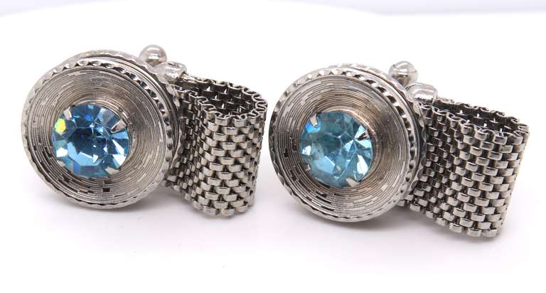 Vintage Sterling Silver Gemstone Cufflinks