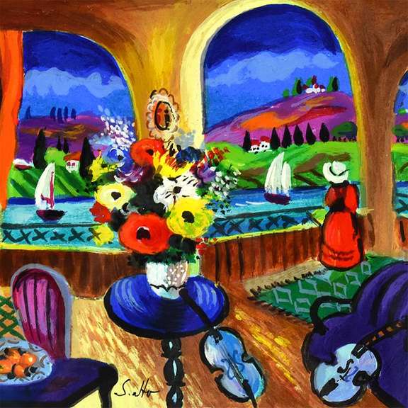 Shlomo Alter, "Spanish Guitar" Framed Limited Edition Serigraph, Numbered 162/495 and Hand Signed with Letter of Authenticity.