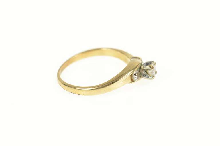 14K Yellow Gold 0.29 Ctw Classic Three Diamond Engagement Ring