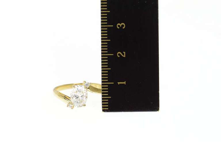 14K Yellow Gold Oval Three Stone Bypass Travel Engagement Ring