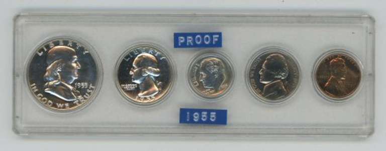 Superb Gem 5-pc 1955 US Proof Set in custom holder