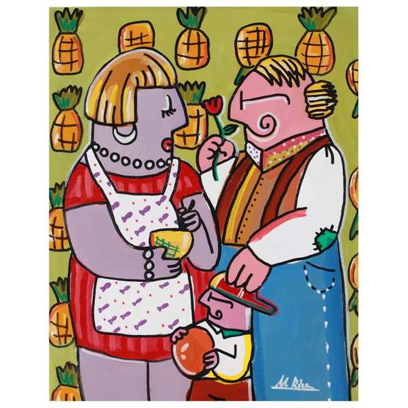 Rina Maimon, "This Is For You " Hand Signed Original Acrylic Painting on Canvas with Certificate of Authenticity.