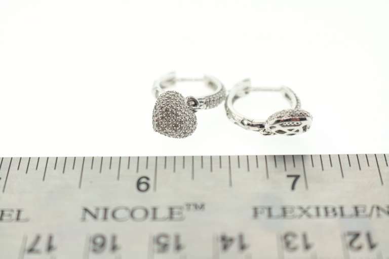 Round Heart Earrings with Diamonds and 14k White Gold