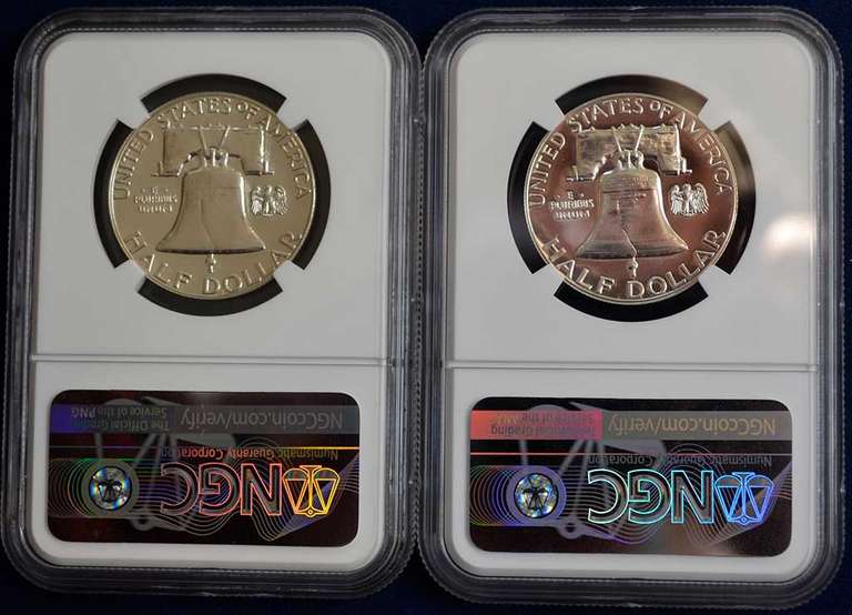 Lot Of 2 1963 Franklin Half Dollars NGC PF68