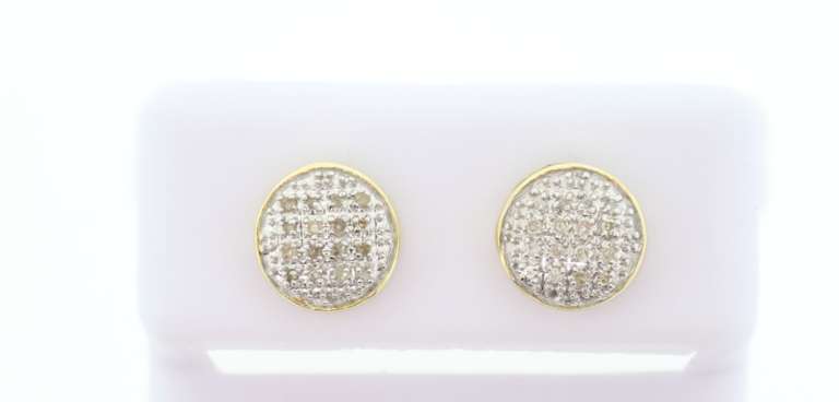 Elegant Round Diamond Clustered Earrings with 10k Yellow Gold