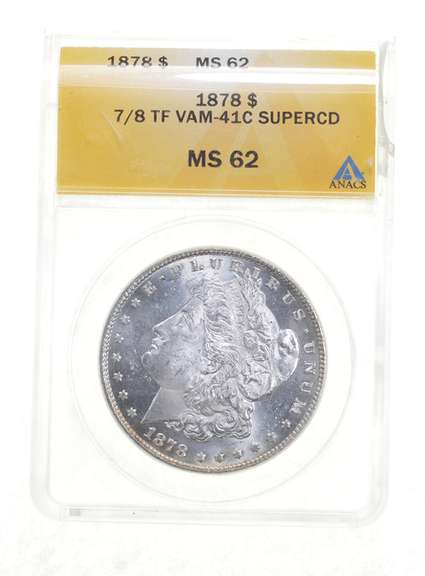 MS62 1878 Morgan Silver Dollar - 7/8TF VAM-41C Supercd - Graded ANACS