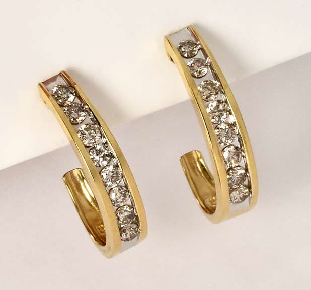 Sparkling Diamond J Hoop Earrings