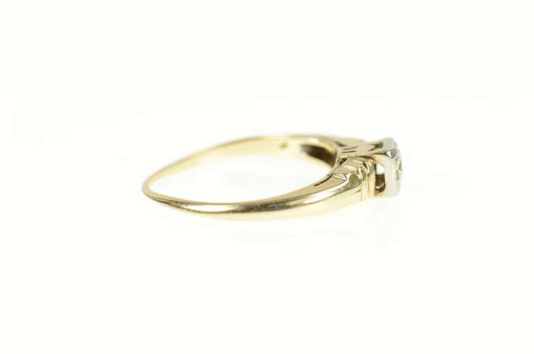 14K Yellow Gold 1940's Classic Diamond Solitaire Promise Ring