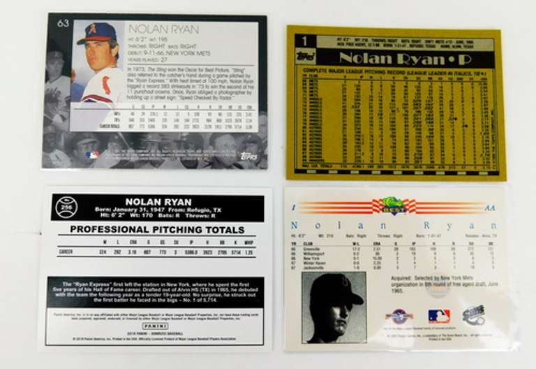 4 Nolan Ryan Baseball Cards