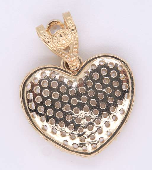 Lovely Yellow Gold Heart Shaped Cubic Zirconia Pendant