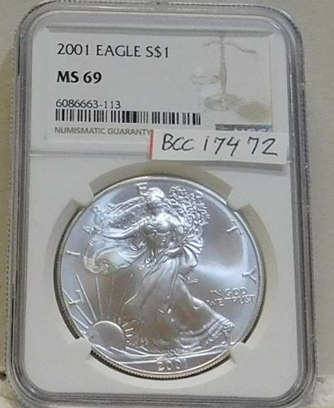 2001 Unc Silver Eagle NGC MS-69