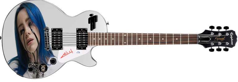 Billie Eilish Signed Gibson Epiphone Les Paul Photo Graphics Guitar ACOA