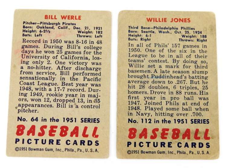 2 Bowman 1951 Baseball Cards