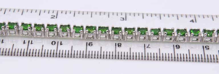 Sterling Silver Green Stone Tennis Bracelet