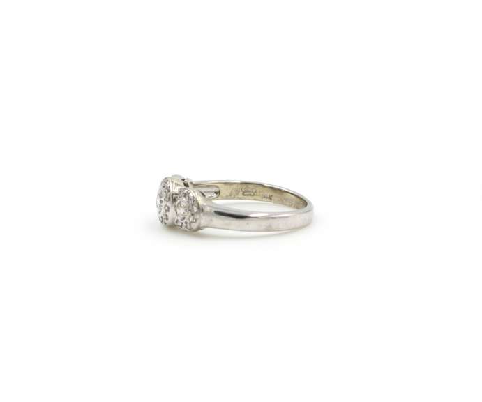0.40ct Diamond Three Stone Halo Ring in 14K