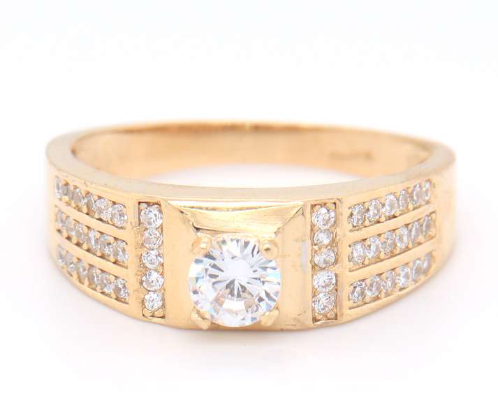 Gent's Yellow Gold Cubic Zirconia Ring
