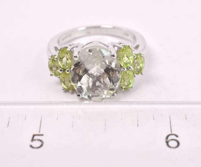 Green Gemstone Ring in Sterling Silver