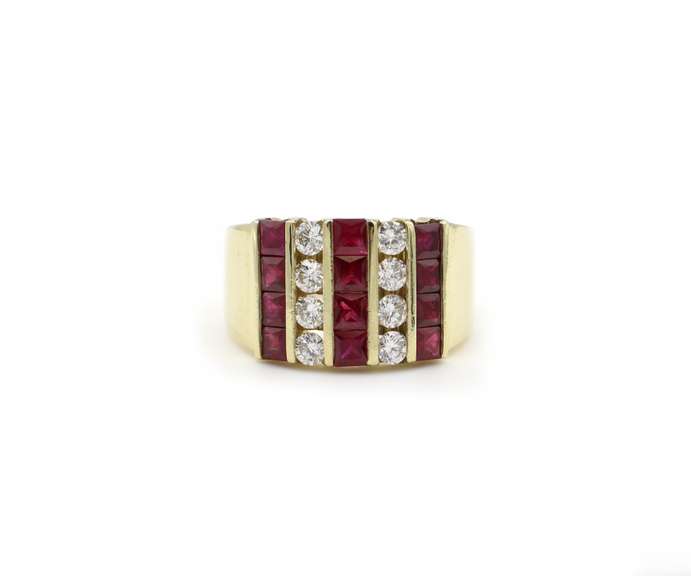 3.56ctw Ruby and Diamond Men's Ring in 14K