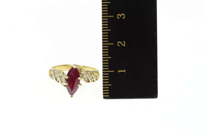 14K Yellow Gold 1.20 Ctw Marquise Ruby Diamond Engagement Ring