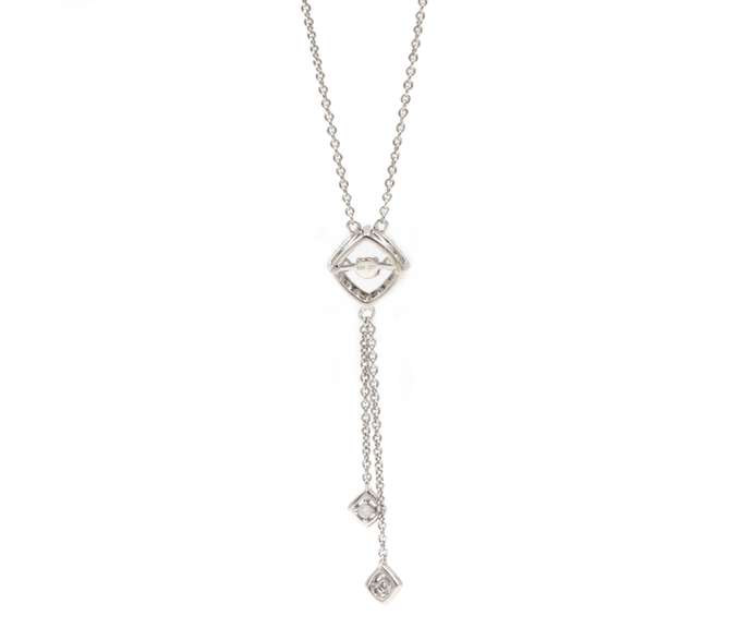 Diamond Accent Floating Dangle Necklace in Sterling Silver
