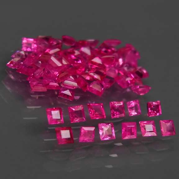 Premium 3.01ct 57 piece princess cut Ruby set