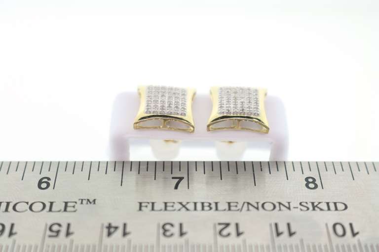 Contemporary 14k Yellow Gold Earrings with Diamond Studs