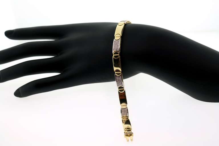 Trendy 14kt Yellow Gold and Cubic Zirconia Link Bracelet