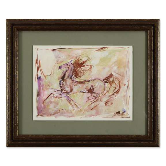 Marta Wiley, Framed Original Mixed Media Painting on Canvas, Thumb Printed and Hand Signed with Letter of Authenticity.