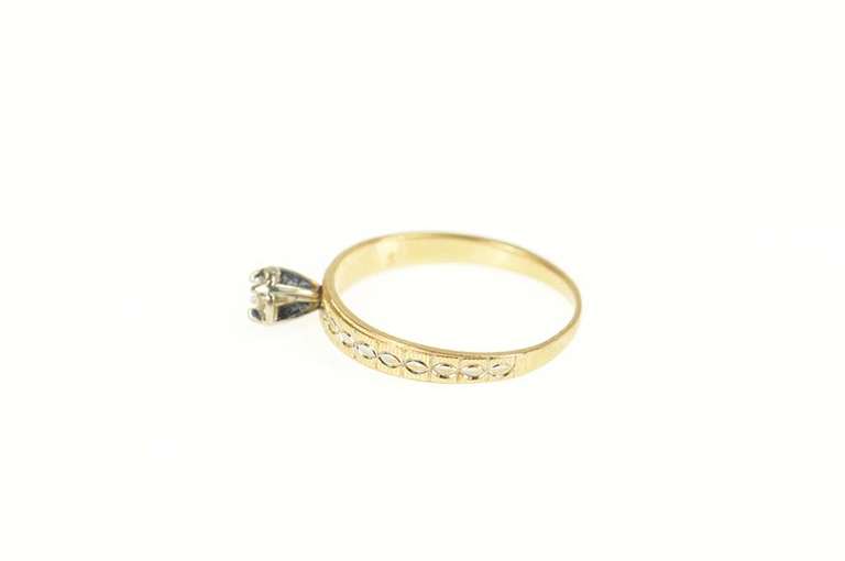 14K Yellow Gold Retro Diamond Solitaire Classic Promise Ring
