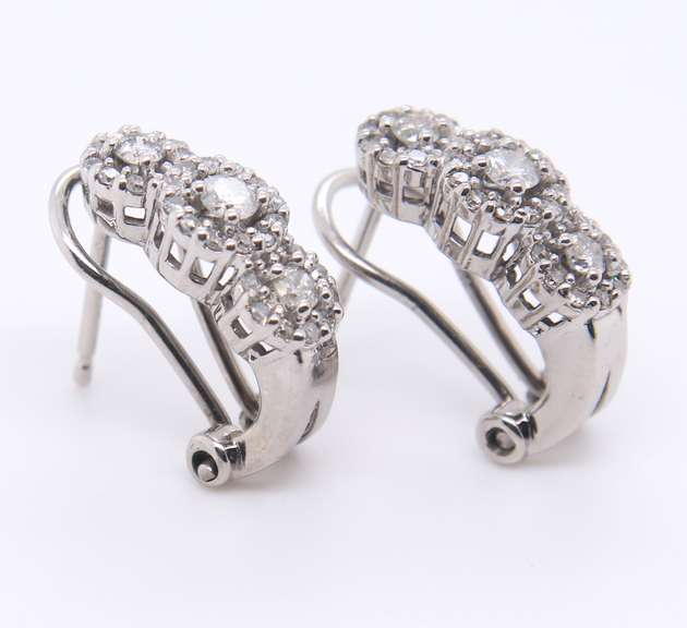 Cute White Gold Diamond Cluster Earrings
