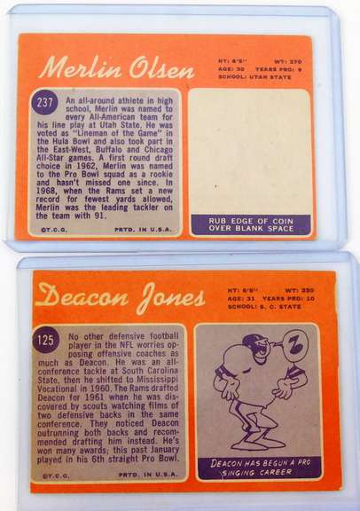 2 Famous L.A. Rams Football Cards