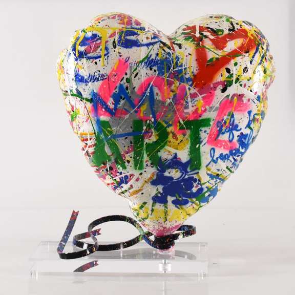 Mr. Brainwash, "Balloon Heart" Original Mixed Media Sculpture, Hand Signed with Certificate of Authenticity.