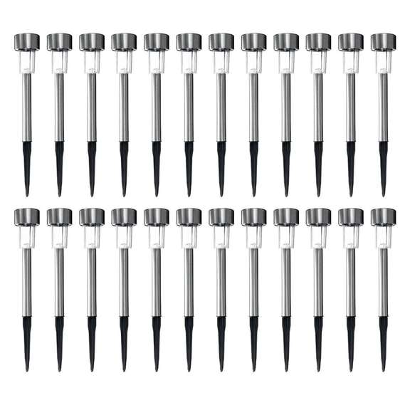 24PCS LED Solar Lawn Path Light Stainless Steel