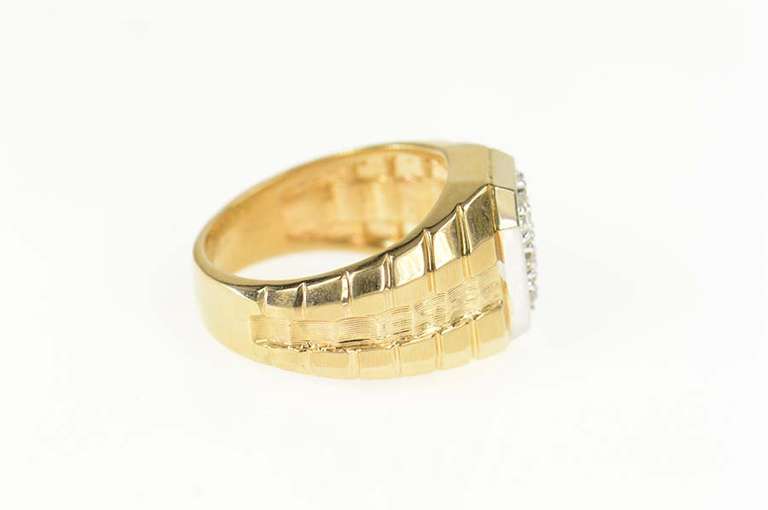 14K Yellow Gold 0.50 Ctw Diamond Squared Statement Ring