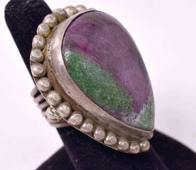 Ravishing Rare Colossal 33.86CTS Natural Ruby Zoisite Ring in Gold Plated Sterling Silver