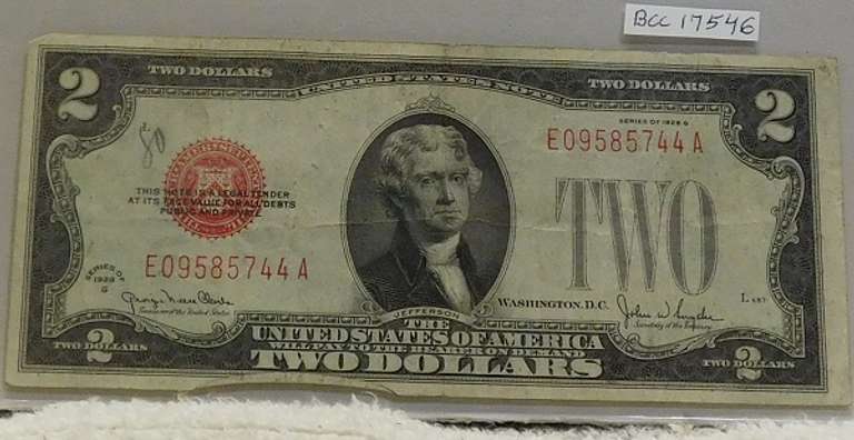 1928-G US Note $2. Red Seal
