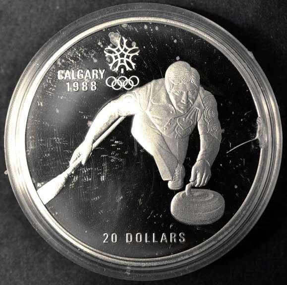 1987 Canada $20 Winter Olympic Games Sterling Silver Proof Coin Ski Jump