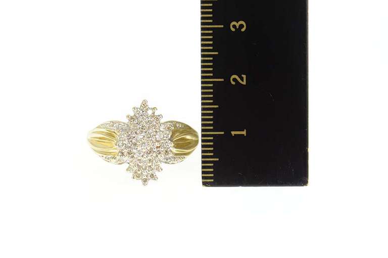14K Yellow Gold 0.50 Ctw Diamond Cluster Classic Statement Ring