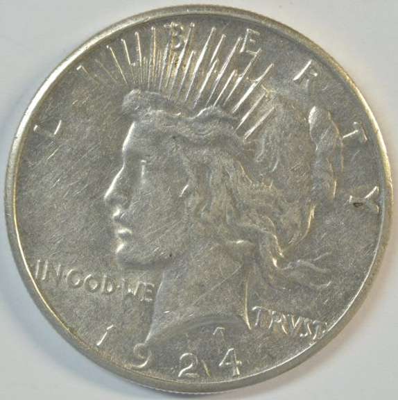 Lustrous near Mint 1924-S Peace Silver Dollar. Key date