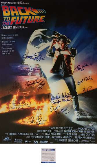 Back To The Future BTTF Cast x11 Autographed 24x36 Poster ACOA