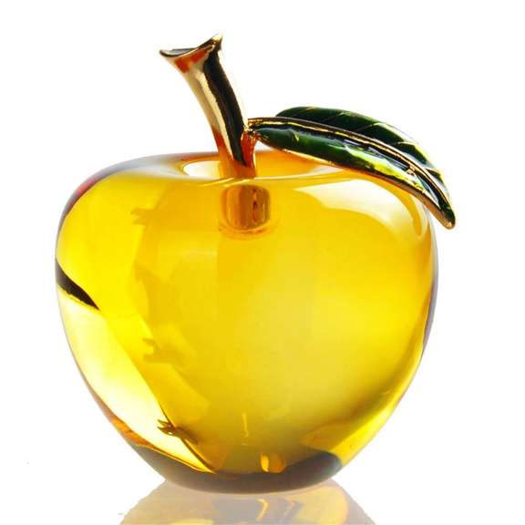 3D Glaze Crystal Apple Figurine Glass