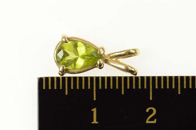 14K Yellow Gold Pear Peridot Classic Solitaire Statement Pendant