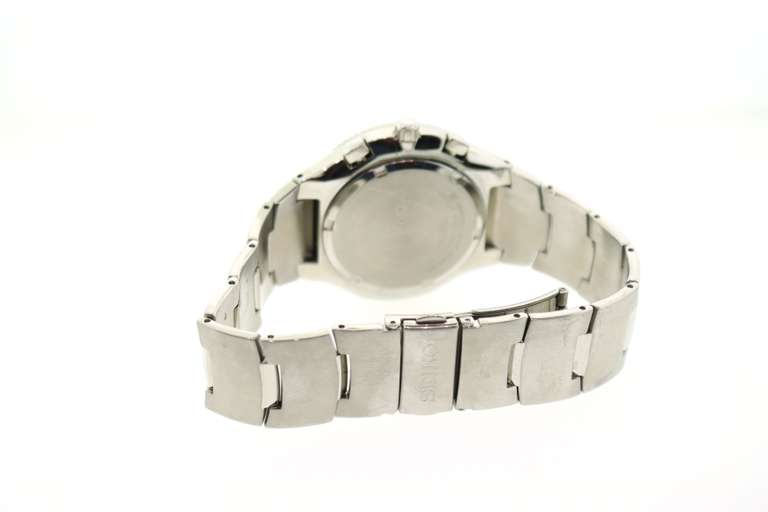 Seiko SND075 Mens Watch Stainless Steel Chronograph Black Dial