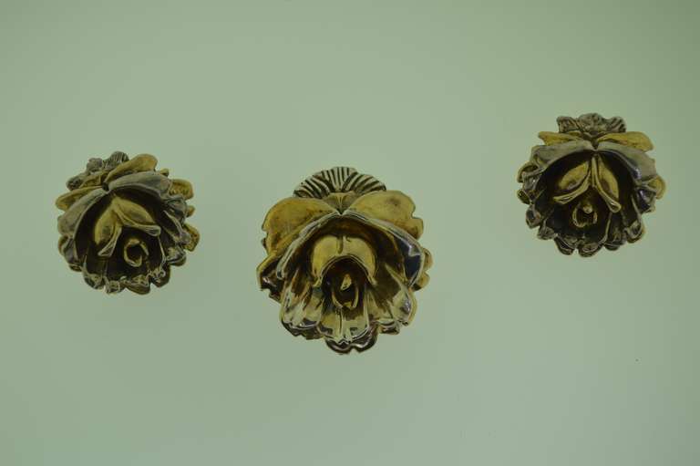 Sterling silver Flower Burst Set Of Pin/Earrings