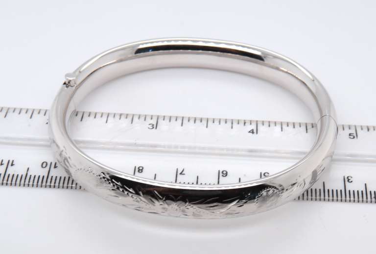 Sterling Silver Floral Bangle Bracelet