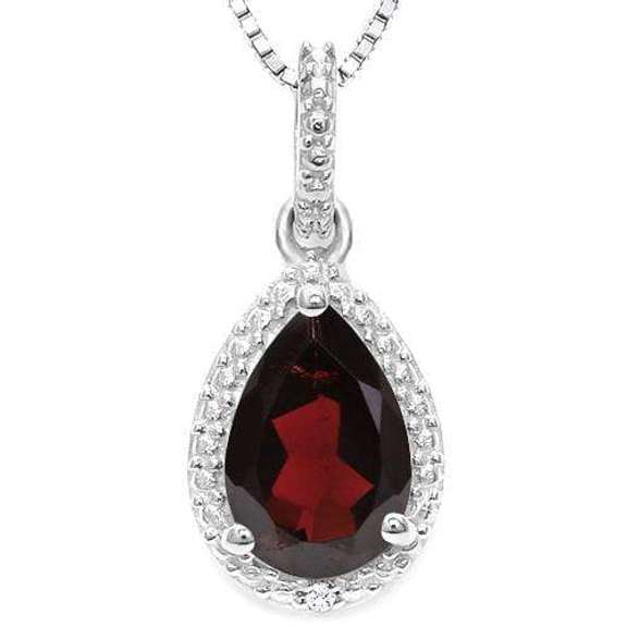 1.78 CT GARNET & DIAMOND 925 STERLING SILVER PENDANT