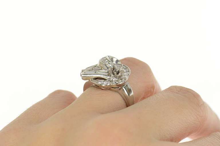 Platinum 1930's 1.55 Ctw Diamond Engagement Setting Ring